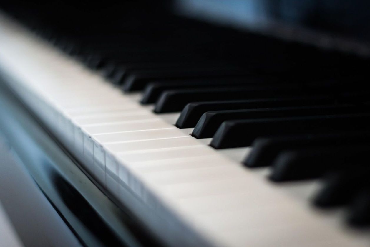 Piano keyboard close-up